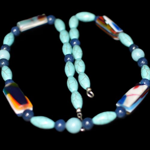 Howlite, Lapis, and Surfite Bead Necklace