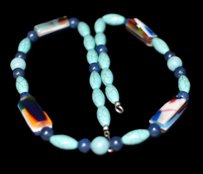 Howlite, Lapis, and Surfite Bead Necklace