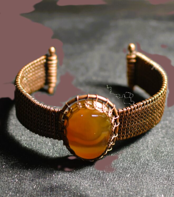 Brazilian Agate Copper Weave Cuff, by Denise Silberman's Copper Creations