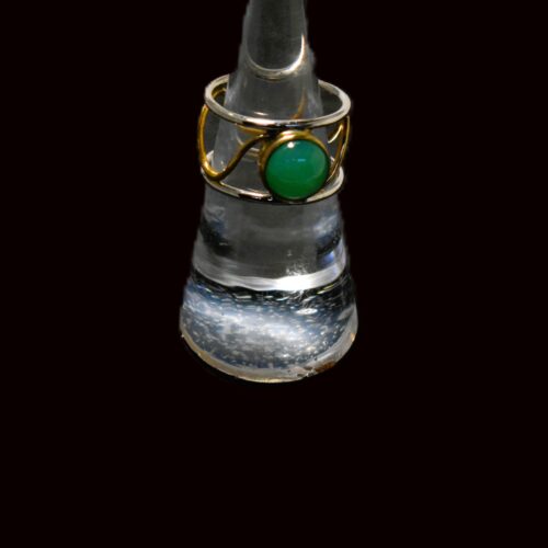 Chrysoprase Gold Clad Silver Ring
