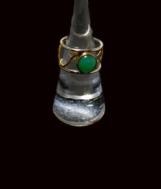 Chrysoprase Gold Clad Silver Ring