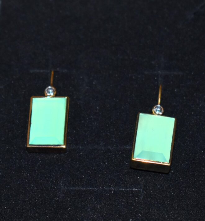 Faceted Gem Chrysoprase Earrings