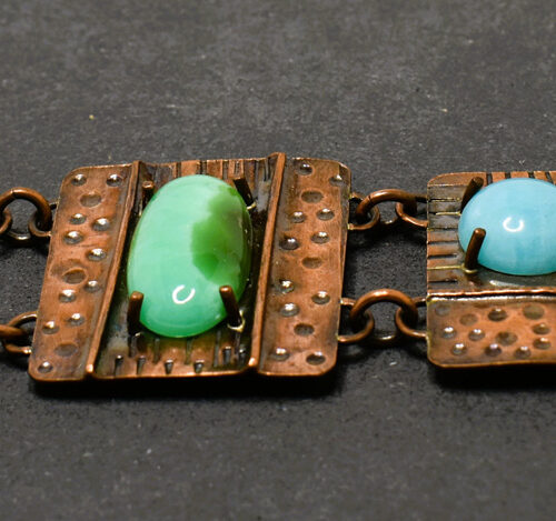 Copper Bracelet by Denise Silberman - with Chrysoprase and Amazonite
