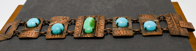 Copper Bracelet by Denise Silberman - with Chrysoprase and Amazonite