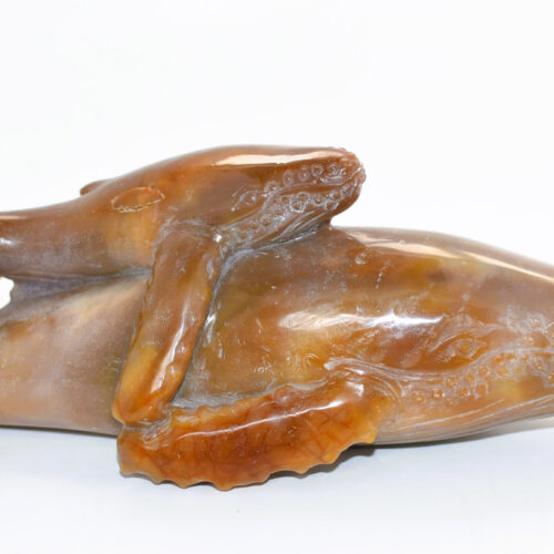 Mother and Child Whales, Carved from Oregon Agate