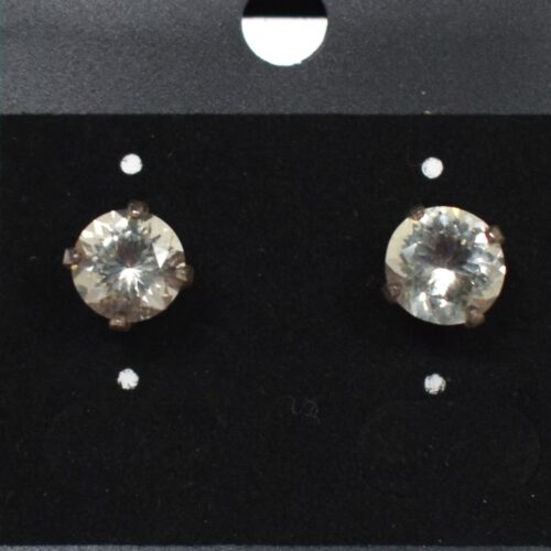 Round Sun Stone Earrings, 3.42 Carat