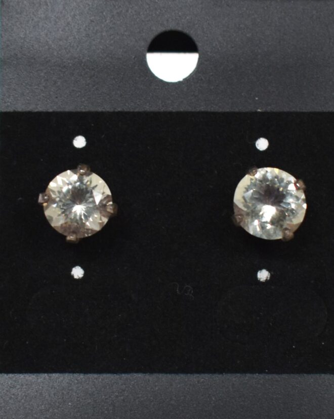 Round Sun Stone Earrings, 3.42 Carat