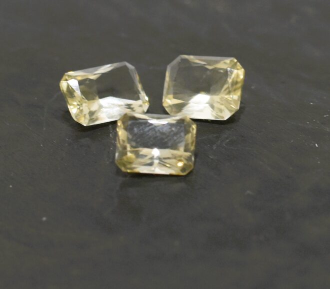 Three Square Cut Sun Stones, 6.75 Carat
