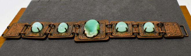 Copper Bracelet by Denise Silberman - with Chrysoprase and Aventurine