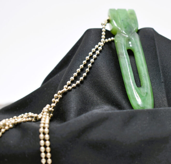 Polar Jade Carving of Maori Net Mending Needle, by Ryan Rossi