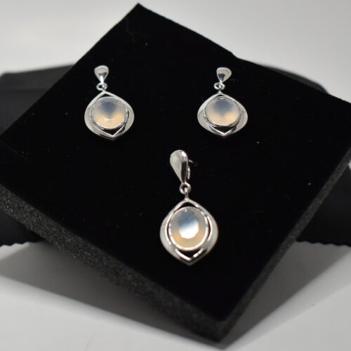 Chalcedony Earring and Pendant Set