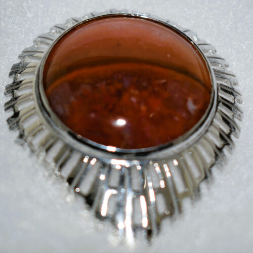 Banded Agate and Silver Pendant