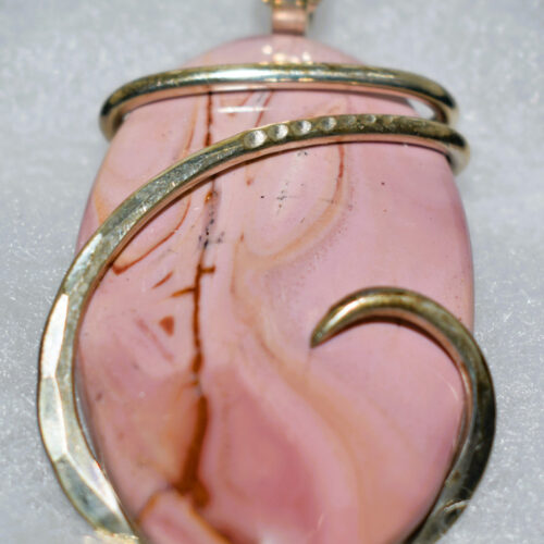 Pink Jasper Pendant - Silver Wrap by Dick Woodward