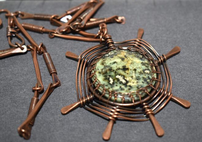 Oregon Bowenite (aka Applegate Jade) and Copper, by Denise Silberman