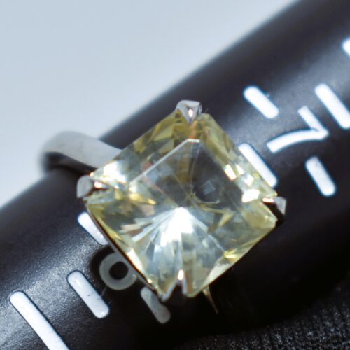 Square Cut Sun Stone Solitaire Silver Ring