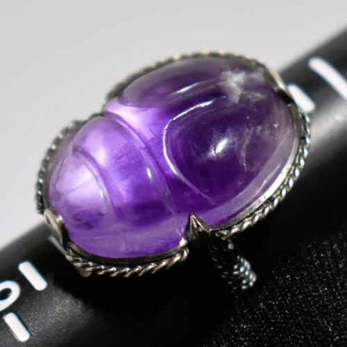 Amethyst Scarab Silver Ring