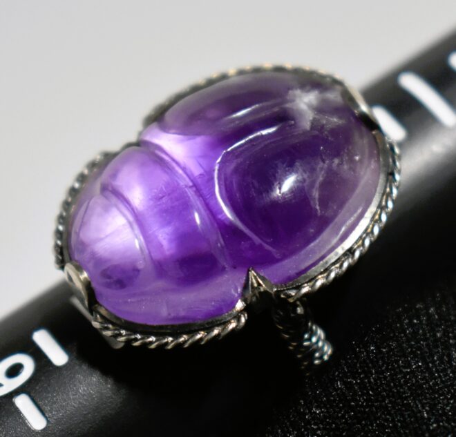 Amethyst Scarab Silver Ring