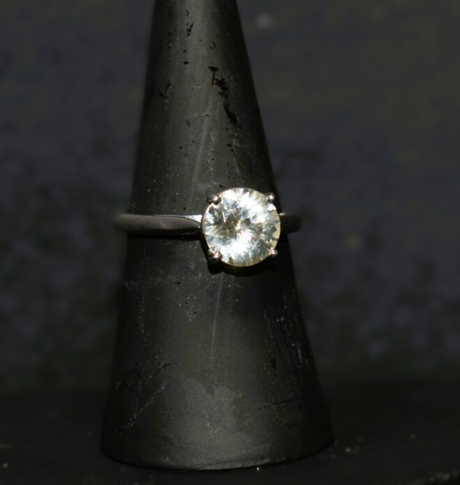 Sunstone Solitaire Silver Ring