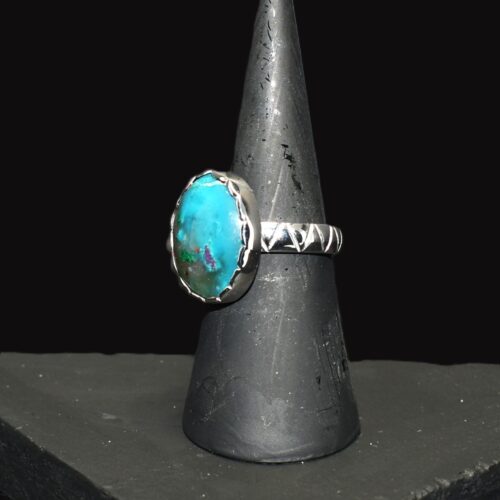 Chrysocolla Gem Silica Silver Ring