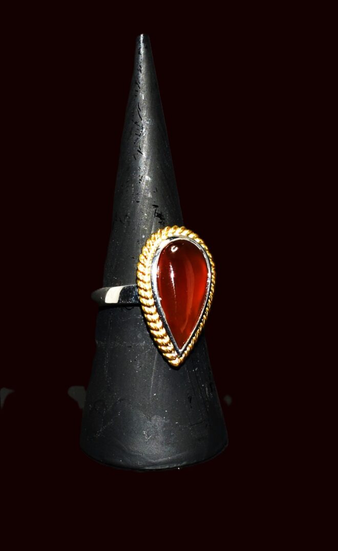 Brazilian Agate Teardrop Silver Ring